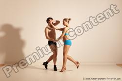 Underwear Woman - Man White Slim Short Brown Dancing Dynamic poses Academic